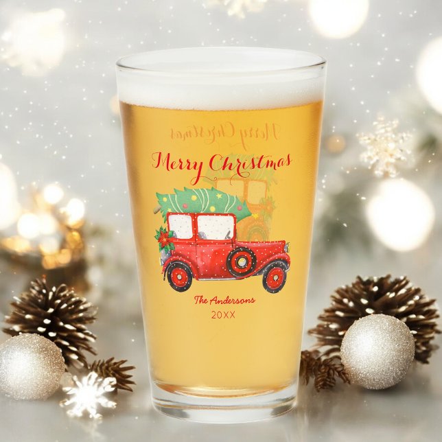 Verre Noël Camion Rouge Vacances de voiture Coupe de ver (Créateur téléchargé)
