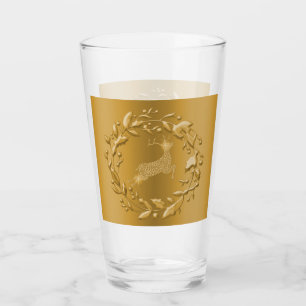 Verre Noel de rennes et de couronne d'or