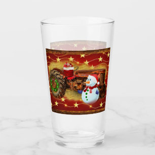 Verre Noël du tracteur rouge Vintage Frosty