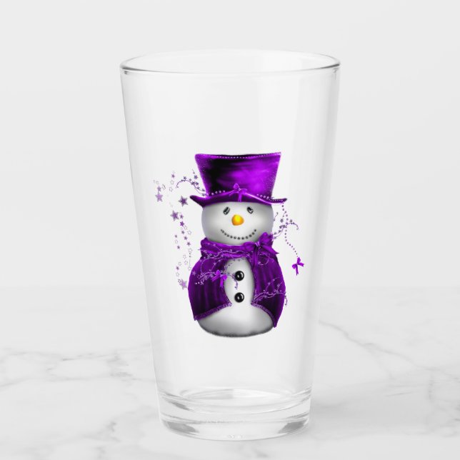 Verre Noël mignon de bonhomme de neige pourpre (Devant)