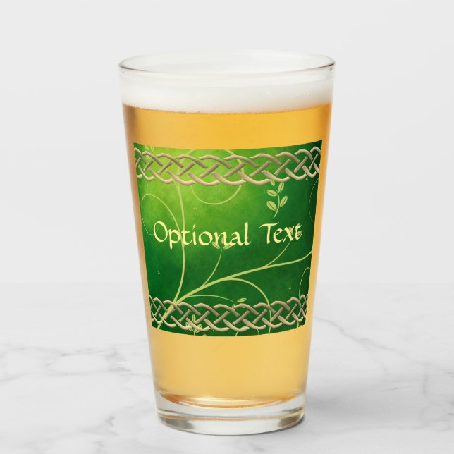 Verre Nœuds et feuilles verts celtiques (Devant (rempli))