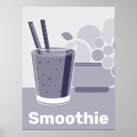 Verre Noir, Blanc, Bleu Cuisine Mur Art - Poster