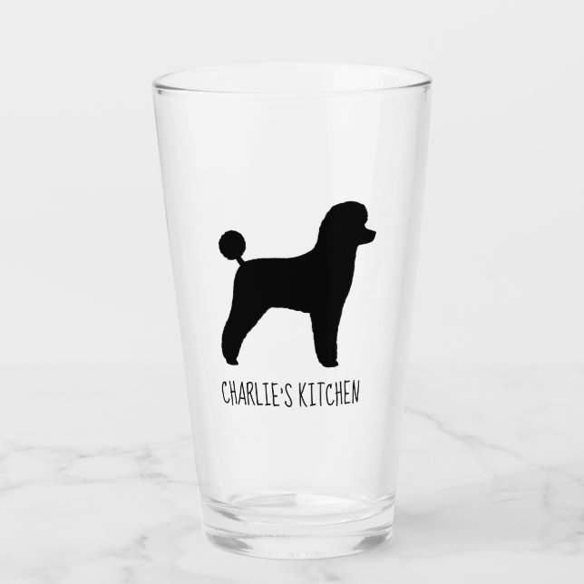 Verre Noir Poodle Silhouette Amoureux des chiens personn (Devant)