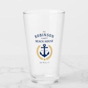 Verre Nom de famille Beach House Ancre Gold Style Laurel