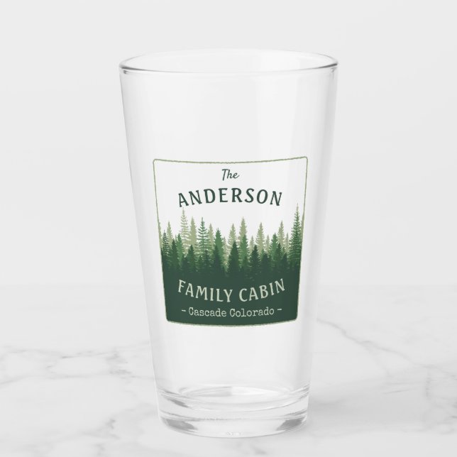 Verre Nom de famille Cabine Emplacement Pine Tree Forest (Devant)