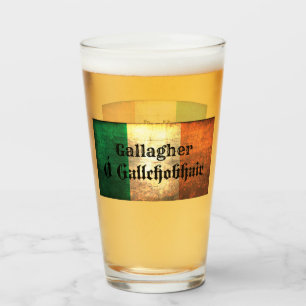 Verre Nom de famille Gallagher sur le drapeau irlandais