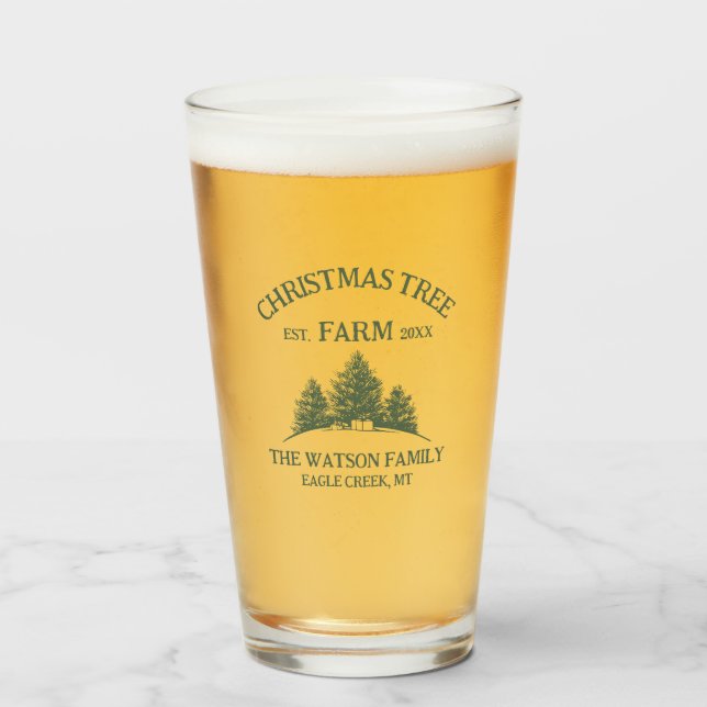 Verre Nom de famille personnalisé Christmas Tree Farm Re (Devant (rempli))