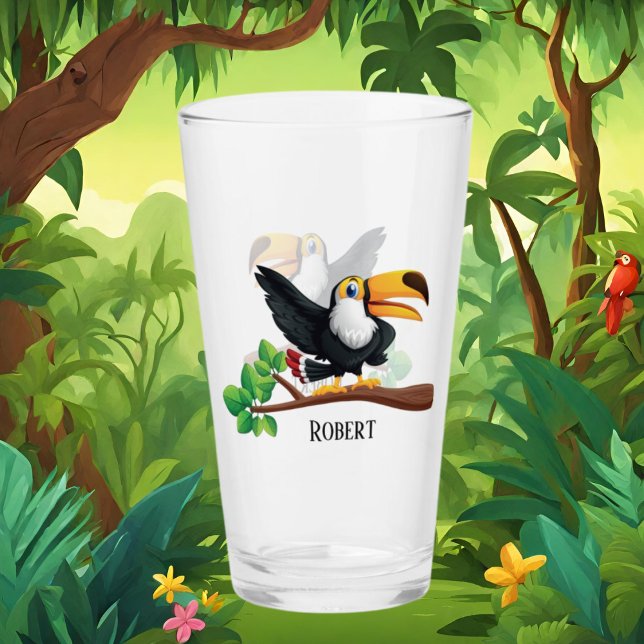 Verre Nom de la plage Cute toucan (Créateur téléchargé)