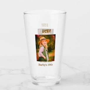 Verre nom de photo d'anniversaire 10 ans date simple mar