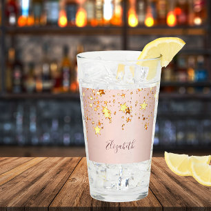 Verre Nom d'étoiles or bleu rose