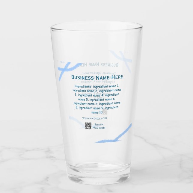 Verre Nom d'ingrédient ajouter nom d'entreprise site Web (Devant)