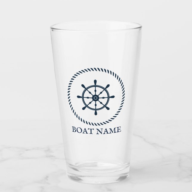 Verre Nom du bateau Marine Bleu Perosnalized (Devant)