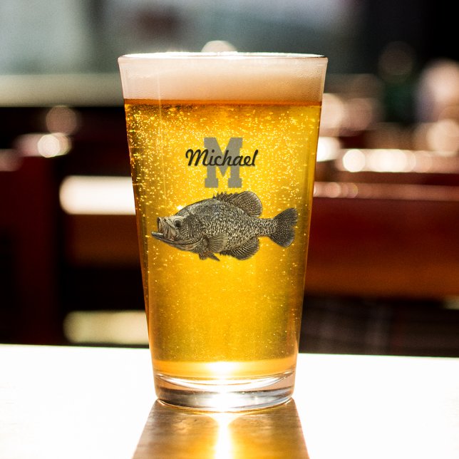 Verre Nom du monogramme Crappie Fishing Men Sports Extér (Crappie fishing monogram glass. Great gifts for Christmas or Birthday.)