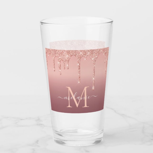Verre Nom du monogramme Rose texte Parties scintillant d (Devant)