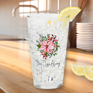 Verre Nom élégant Citation Pink Poinsettia 16oz Pint
