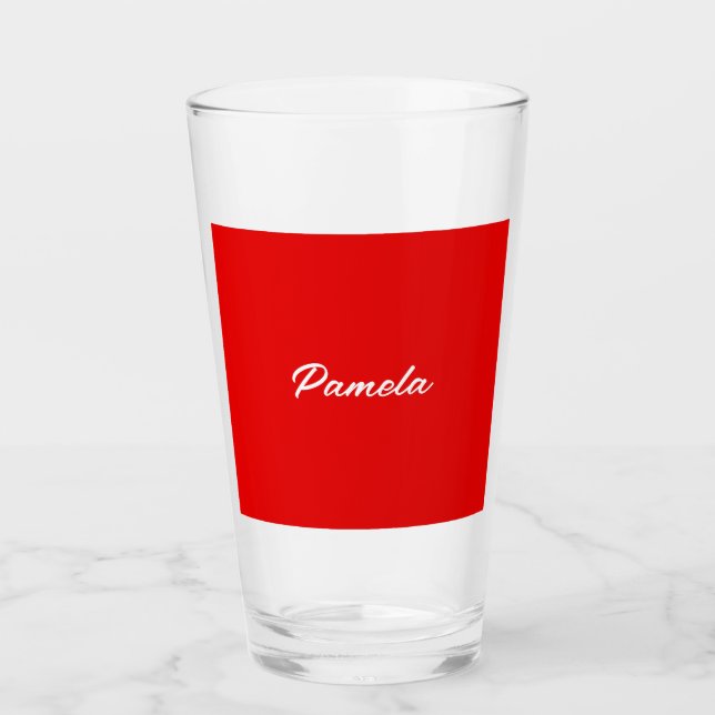 Verre Nom élégant Minimaliste classique rouge chaud (Devant)