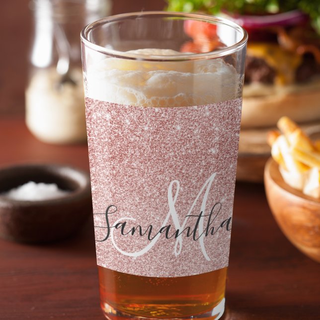Verre Nom personnalisé avec paillettes rose moderne scin (Créateur téléchargé)