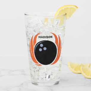 Verre Nom personnalisé Boule de Bowling avec flamme