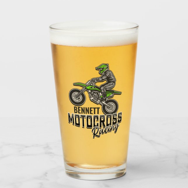 Verre Nom personnalisé Dirt Vélo Rider Motocross Couture (Devant (rempli))