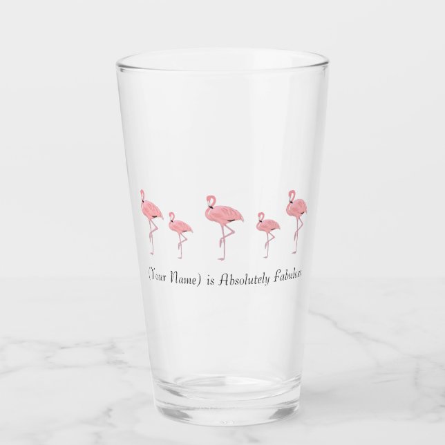 Verre Nom personnalisé du groupe de Flamants roses roses (Devant)