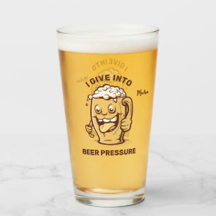 Verre Nom personnalisé et bière texte amusant