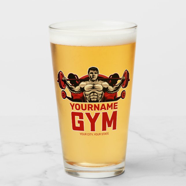 Verre NOM personnalisé Fitness Accueil GYM Poids Lifting (Devant (rempli))
