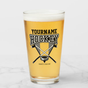 Verre NOM Personnalisé Joueur de hockey Stick Puck Team