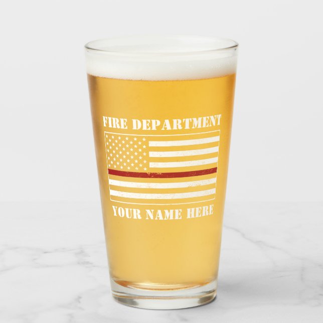 Verre Nom personnalisé Mince Ligne rouge Drapeau Fière P (Devant (rempli))