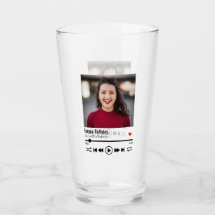 Verre Nom personnalisé moderne Joyeux Anniversaire Phot