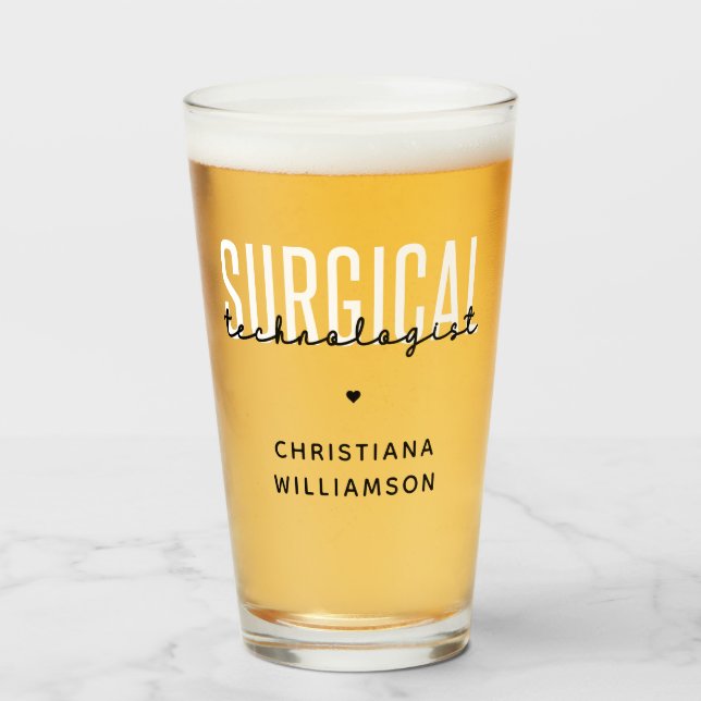 Verre Nom personnalisé Technologue chirurgical Med Surg  (Devant (rempli))