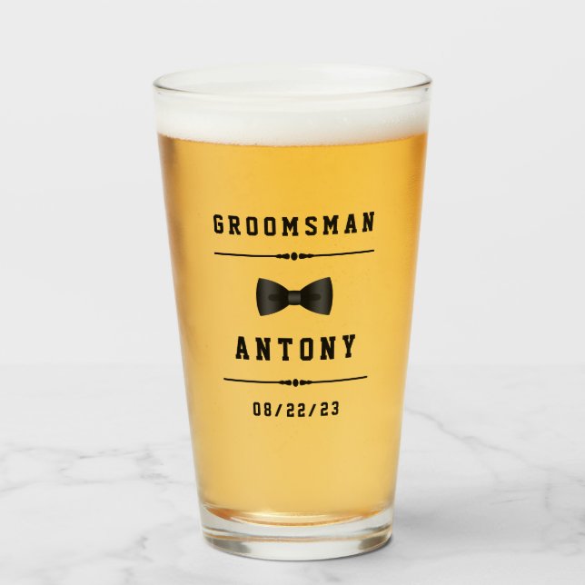 Verre Nom personnalisé vintage Groomsman Glass (Devant (rempli))