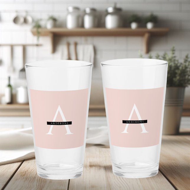 Verre Nom personnel minimaliste Pastel Pink (Créateur téléchargé)