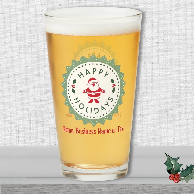 Verre Nom, Retro Starburst Happy Holidays, 16oz. Pint (Créateur téléchargé)