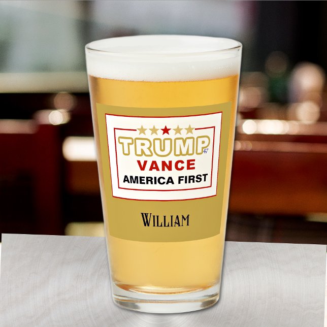 Verre Nom, Trump-Vance America First 2025 Pint (Créateur téléchargé)