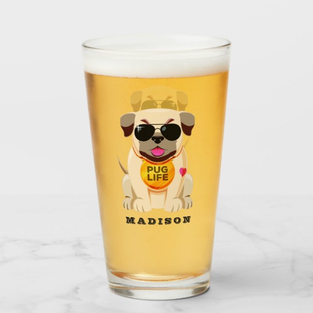 Verre nommé fait sur commande de pinte de la vie (Dos (rempli))