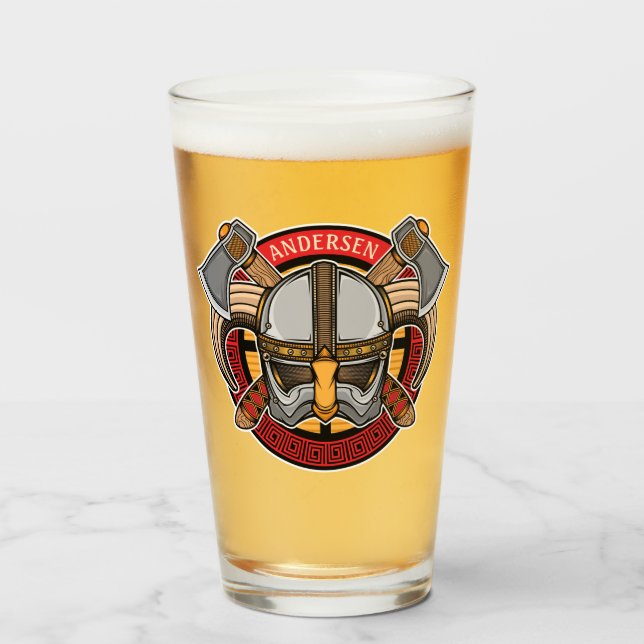 Verre Nordique Viking Warrior Ax Norsemen Personnalisé (Devant (rempli))