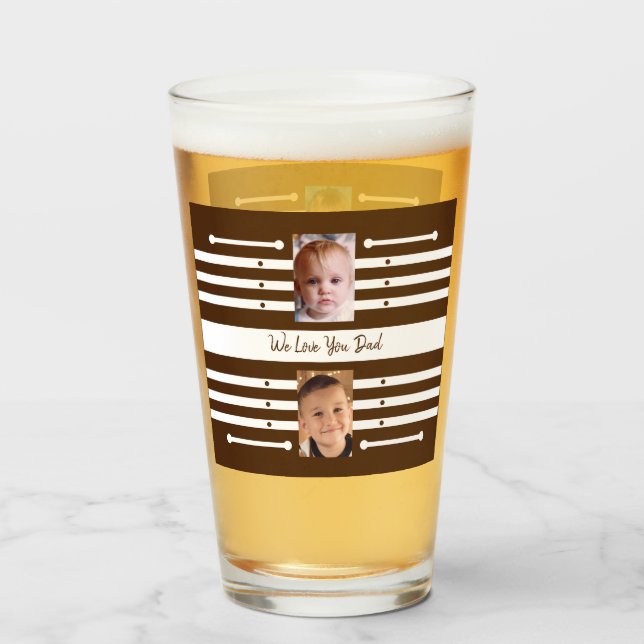 Verre Nous vous aimons Papa enfants photos brune bière (Devant (rempli))