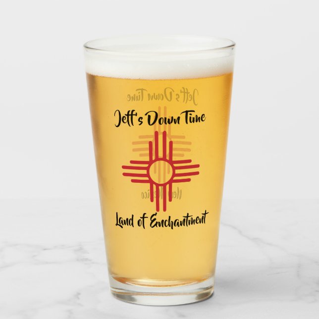 Verre Nouveau-Mexique Nom personnalisé Zia Sun Symbole B (Dos (rempli))