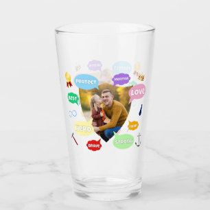 Verre Nuage de mots de photo de la fête des pères Meille