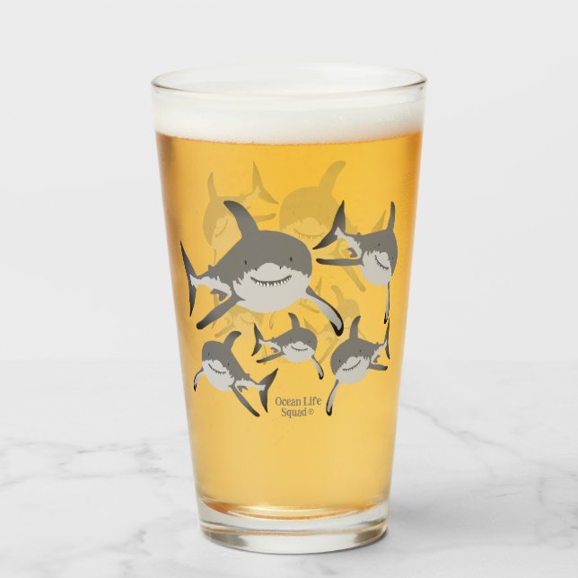 Verre Ocean Life Squad® Shark Design for Ocean Lovers (Devant (rempli))