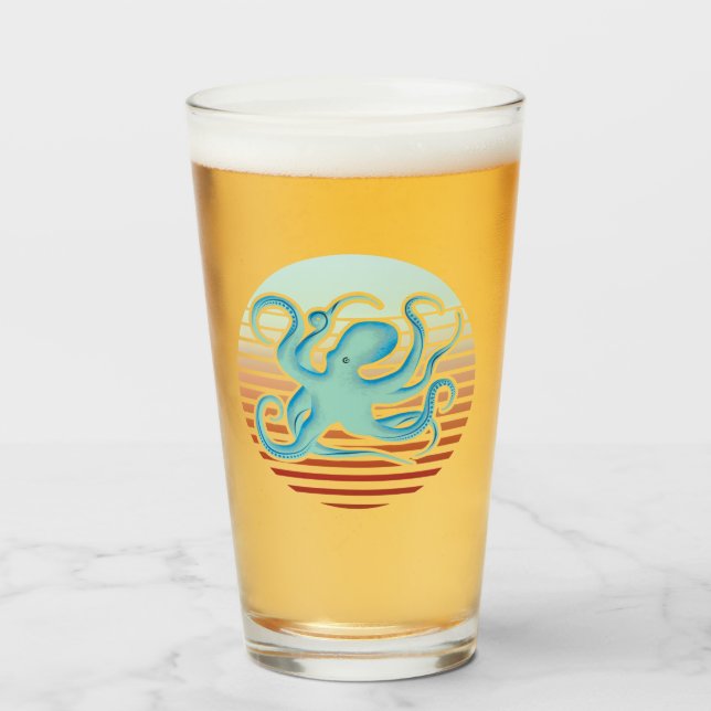 Verre Octopus les années 70 style rétro (Devant (rempli))