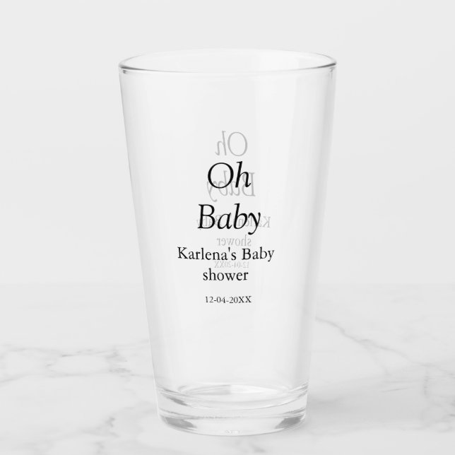 Verre Oh bébé ajouter nom baby shower date simple minimu (Devant)