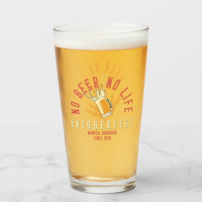 Verre Oktoberfest Drôle Pas de bière Pas de vie (Devant (rempli))