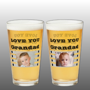 Verre On aime papi deux photos noir gris bière