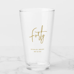 Verre Or calligraphique simple 40e anniversaire
