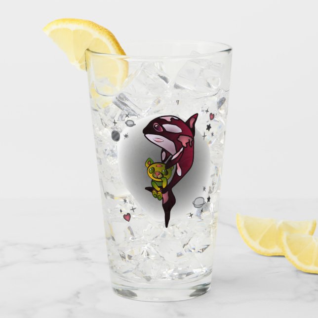 Verre Orca Whale avec ours en peluche en conception grap (Devant glace)