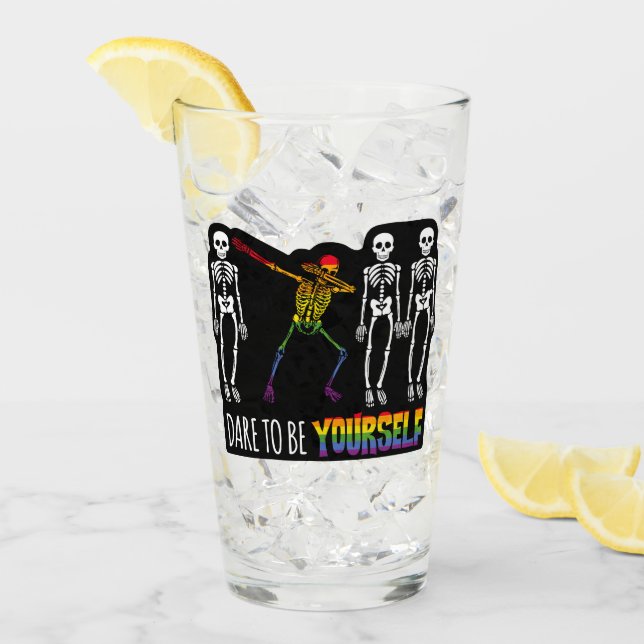 Verre Osez Être Vous Halloween Dabbing Skeleton Pop (Devant glace)