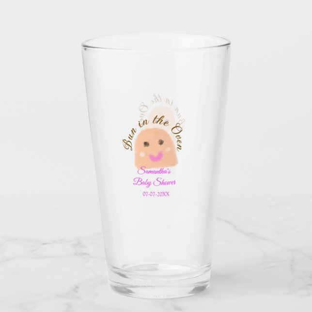Verre Pain dans le four beige boulette baby shower rose  (Devant)