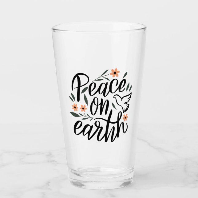 Verre Paix sur Terre Design Floral (Devant)