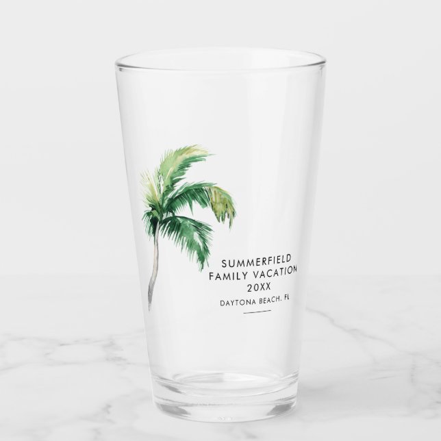 Verre Palm Tree Family Vacances Custom (Devant)